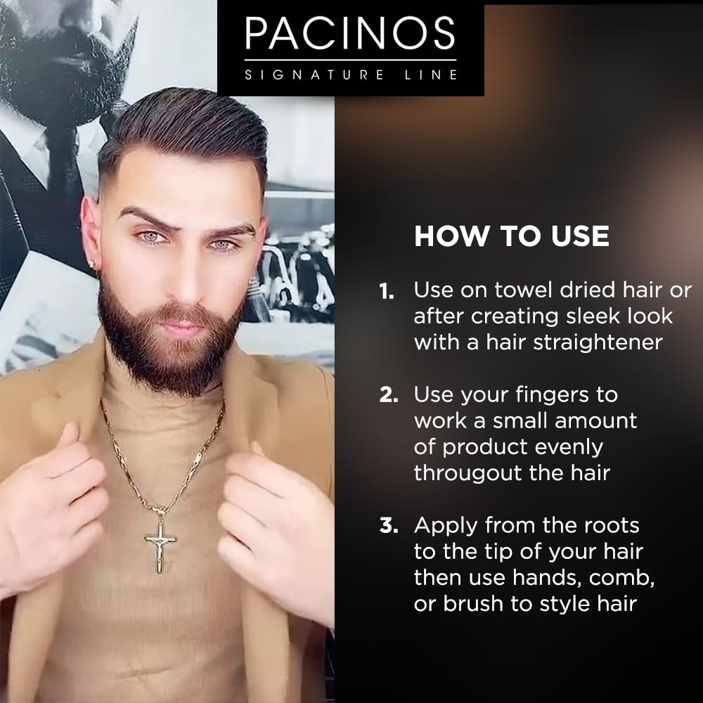 Pacinos SLEEK High Shine Flexible Pomade for Men - Long-Lasting Styling for Medium to Longer Hair - Wet Look with All-Day Hold - 4 oz