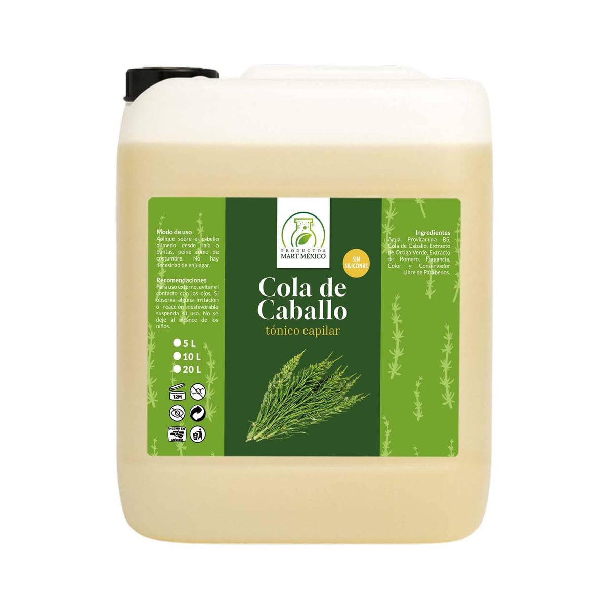 Tónico Capilar Productos Mart Mexico Cola de Caballo Crecimiento 5 Litros