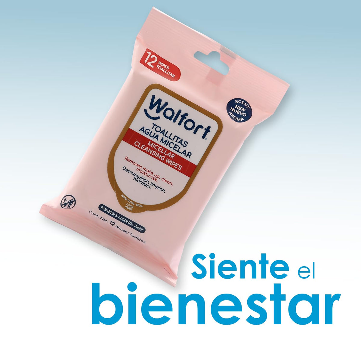 Walfort | Toallitas húmedas desmaquillantes y Agua Micelar. 3pz de Toallitas con Agua Micelar C/10pz. 3pz de Toallitas Desmaquillantes C/10pz. Caja 6 pz. Limpieza Facial Suave y Efectiva.