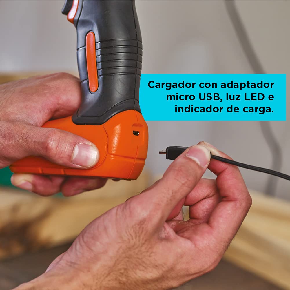 BLACK+DECKER Taladro Atornillador 3/8" (10mm), 8V, 400Rpm, LD008