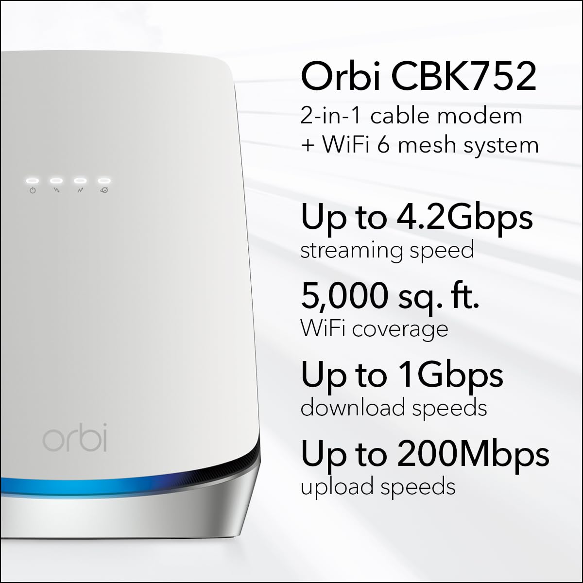 Sistema WiFi 6 NETGEAR Orbi Blanco con módem de Cable Integrado DOCSIS 3.1 para Todo el Hogar