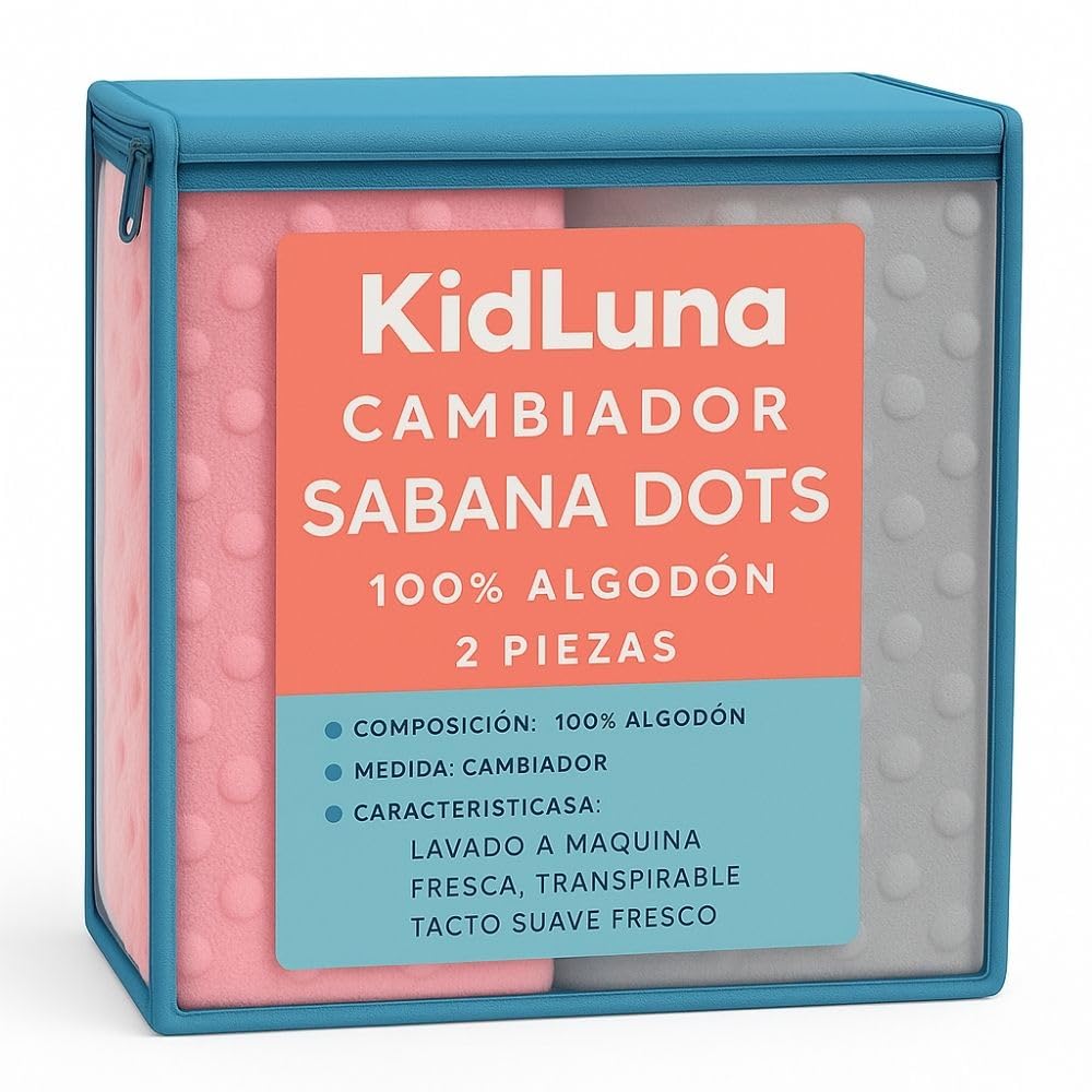KidLuna Funda para Cambiador, Cálida y Suave al tacto, 100% Algodón Acolchado, 2 Piezas, Transpirable, Lavable a Máquina. (Rosa Gris)