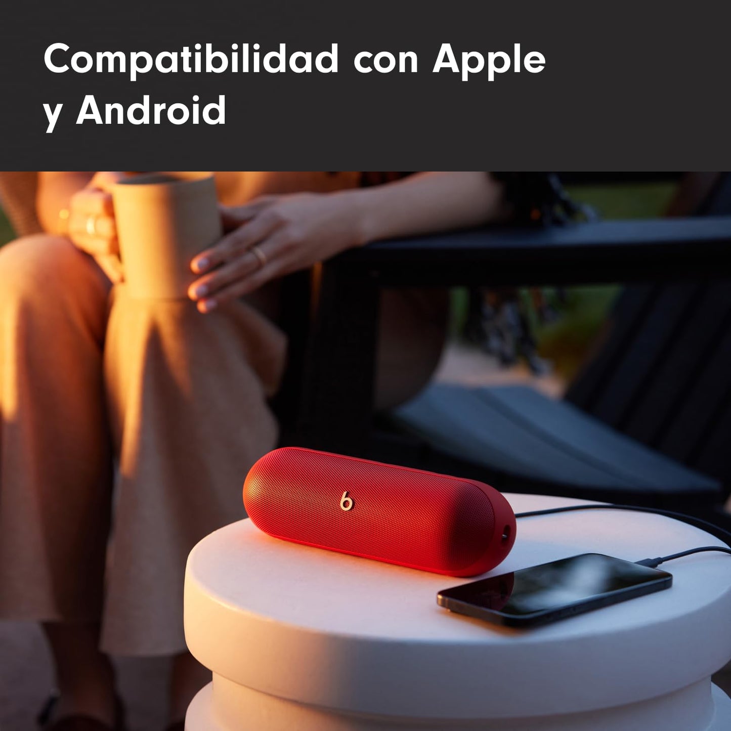 Beats Pill (Última versión)– Altavoz Bluetooth portátil, hasta 24 Horas de batería, Resistente al Agua, Compatible con Apple y Android, Sonido Potente para el hogar, Exteriores y Viajes– Rojo Fuego