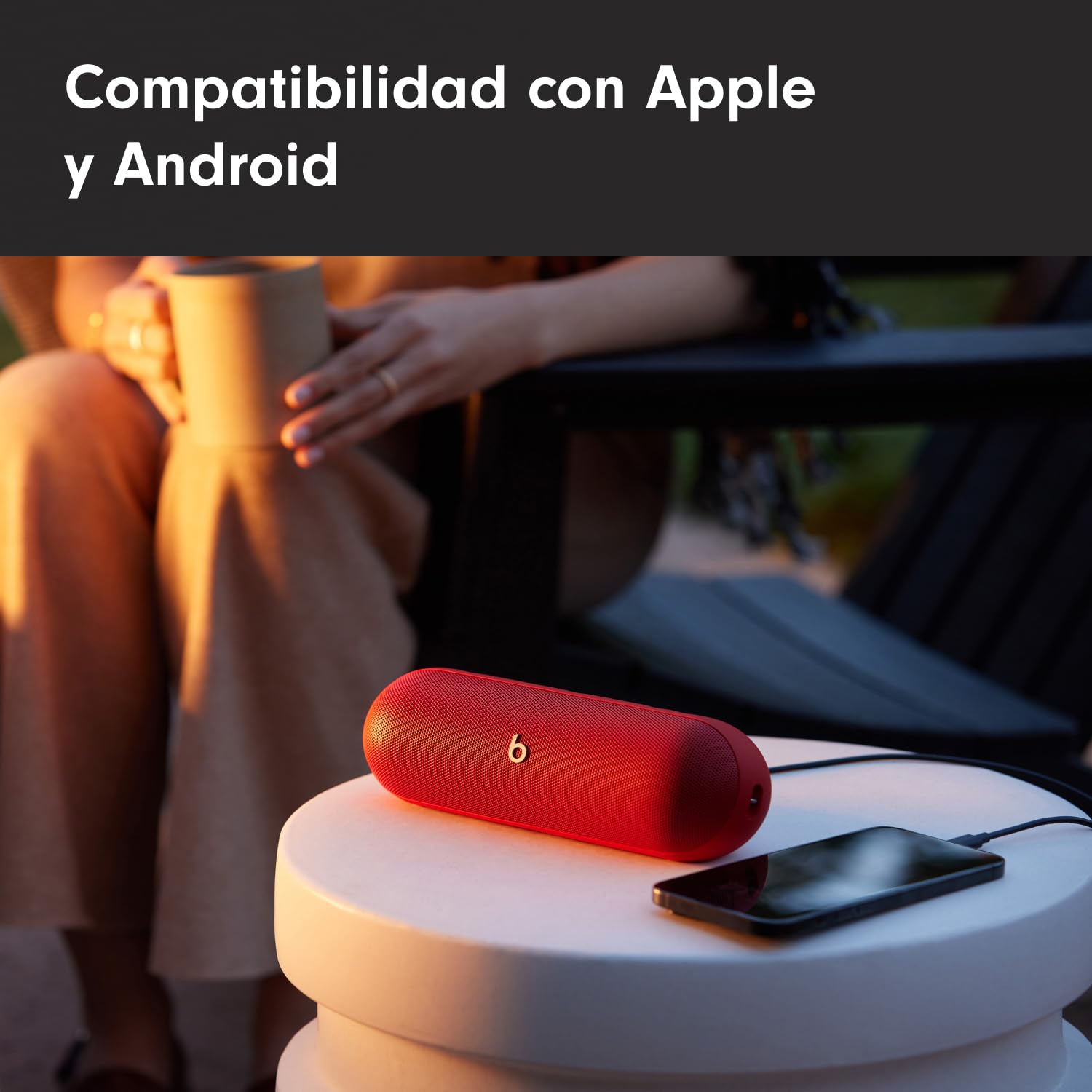Beats Pill (Última versión)– Altavoz Bluetooth portátil, hasta 24 Horas de batería, Resistente al Agua, Compatible con Apple y Android, Sonido Potente para el hogar, Exteriores y Viajes– Rojo Fuego
