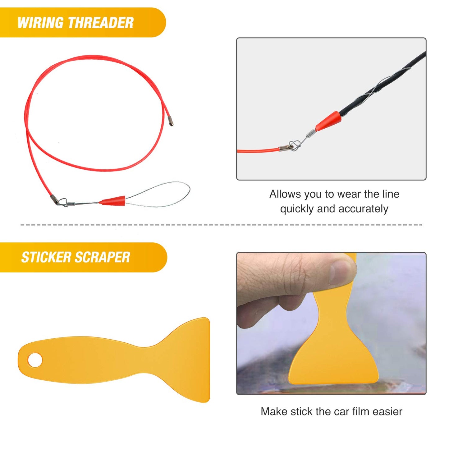 GOOACC - 40 llaves de recorte GRC-92, alicates con clip automático, herramientas de extracción estéreo, kit de palas de reparación de tapicería, juego de ganchos y púas de precisión, enhebrador de cables, raspador de película para automóviles con STOR