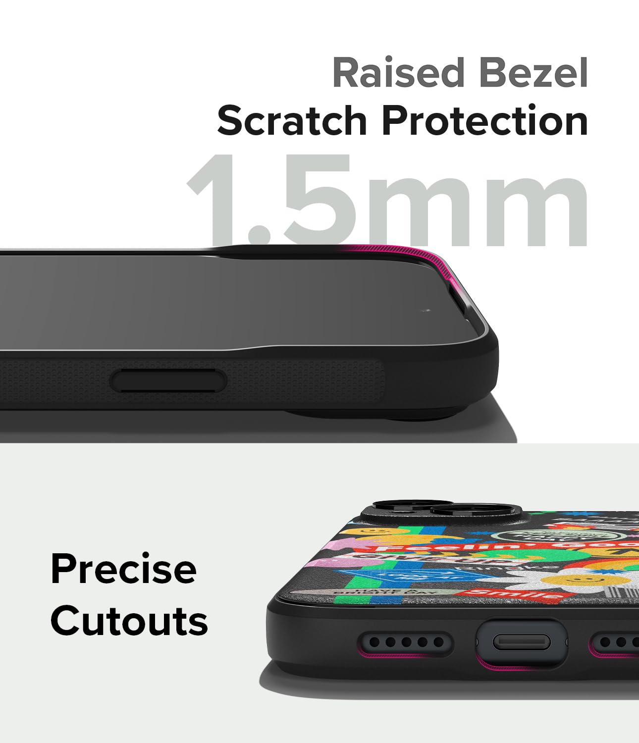 Funda iPhone 15 Plus Ringke Onyx Sticker Antihuellas y Antideslizante Tacto Agradable