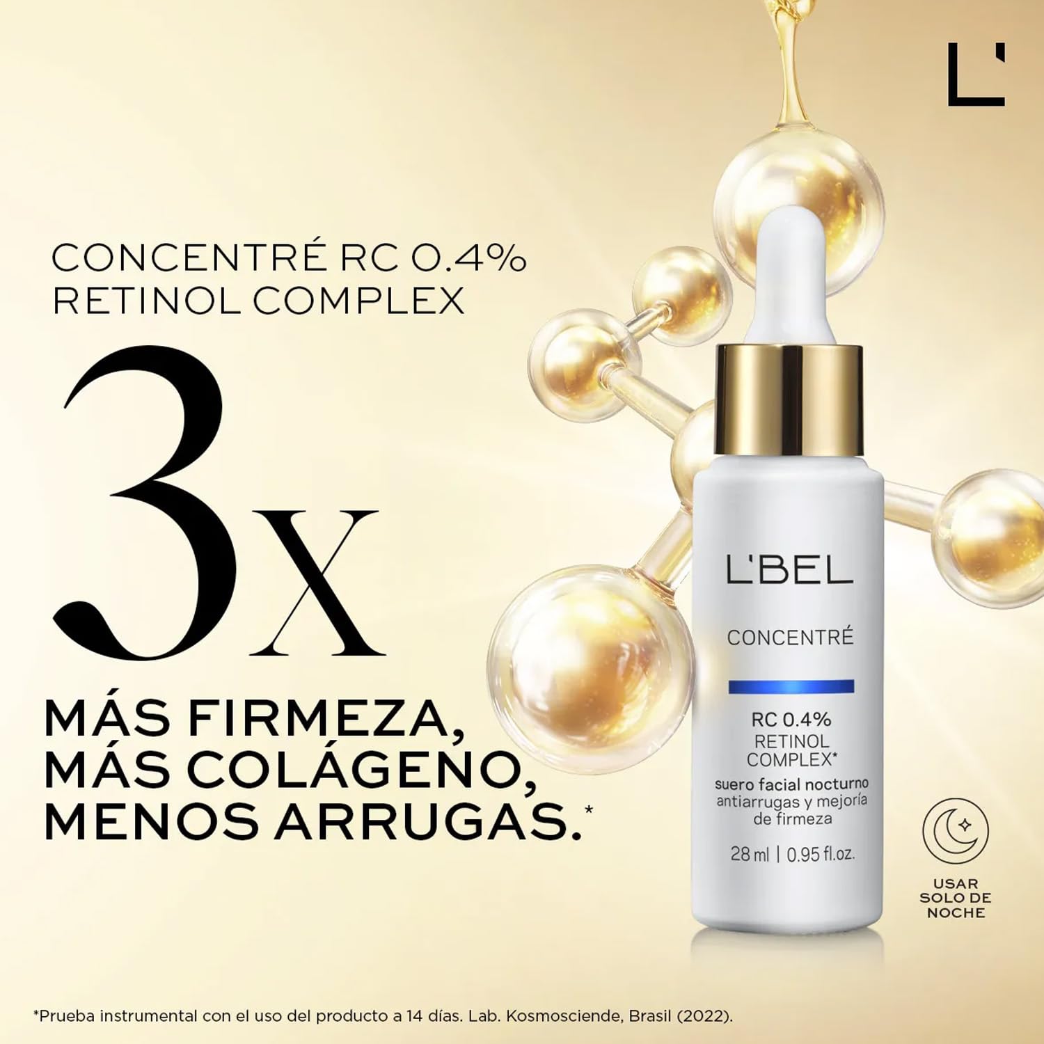 L'BEL - Concentré Sérum Facial 0,4% Complejo Retinol Complex 28 ml, para Reducir Arrugas Profundas y Mejorar Firmeza, Suero Facial Nocturno, Estimula Producción de Colágeno, Efecto Regenerador