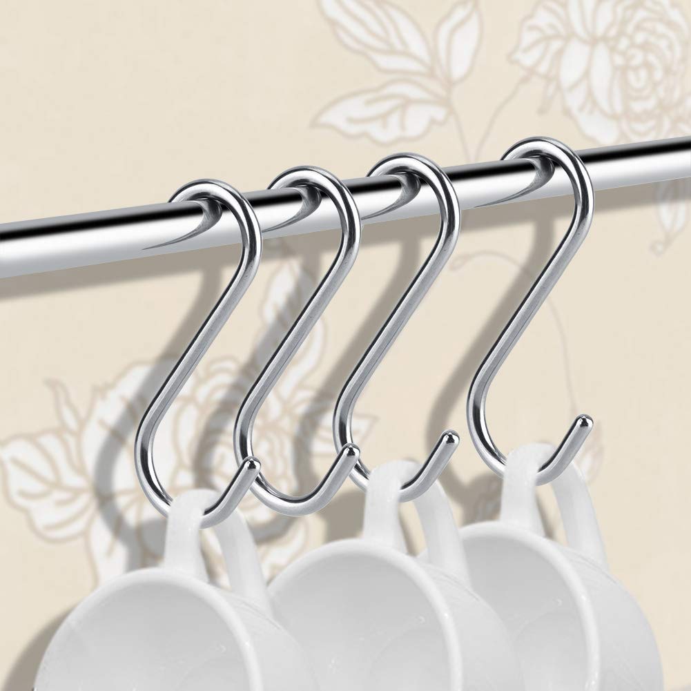 Garosa 4pcs S Ganchos de Acero Inoxidable ganchos en forma de S Ganchos Multiuso Ganchos para colgar para Cocina Baño Dormitorio Oficina para utensilios de cocina baño recámara sartenes ropa bolsas