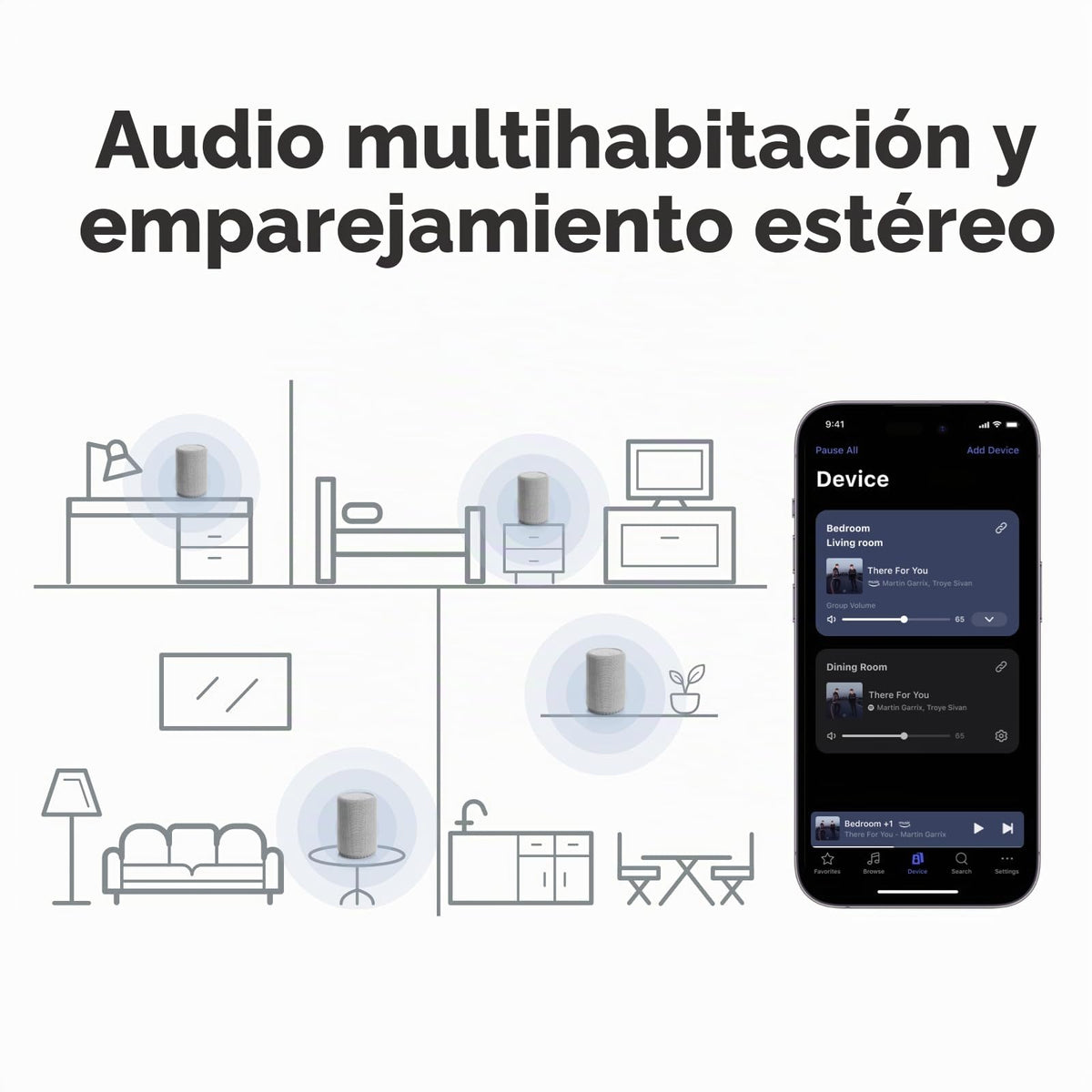 Altavoz Inalámbrico Audio Pro Gris Claro Multiroom Alta Fidelidad Montable en Pared Compatible con AirPlay 2 y Google Cast