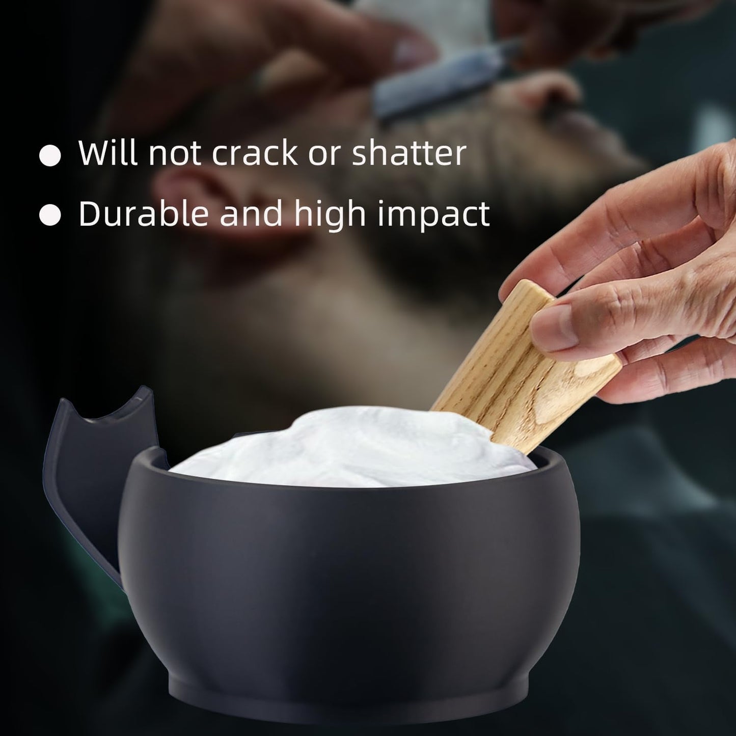 Grandslam - Tazón de afeitar con crestas, taza de afeitar con soporte para brocha, jabón, cuenco de afeitar para crema de afeitar y jabón, duradero y mantiene el calor por más tiempo, espuma rica y