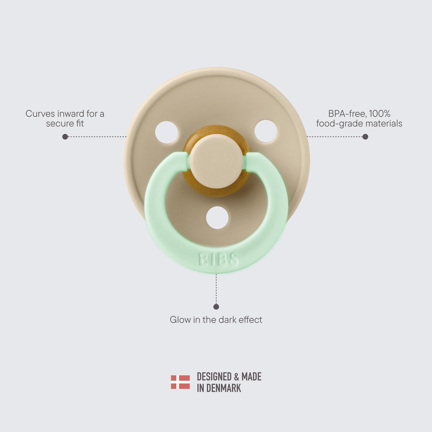 Chupetes Paquete de 2 Vanilla NIGHT Dark Oak NIGHT Brillan en la Oscuridad Tetina Redonda Látex Natural Libre de BPA Talla 2