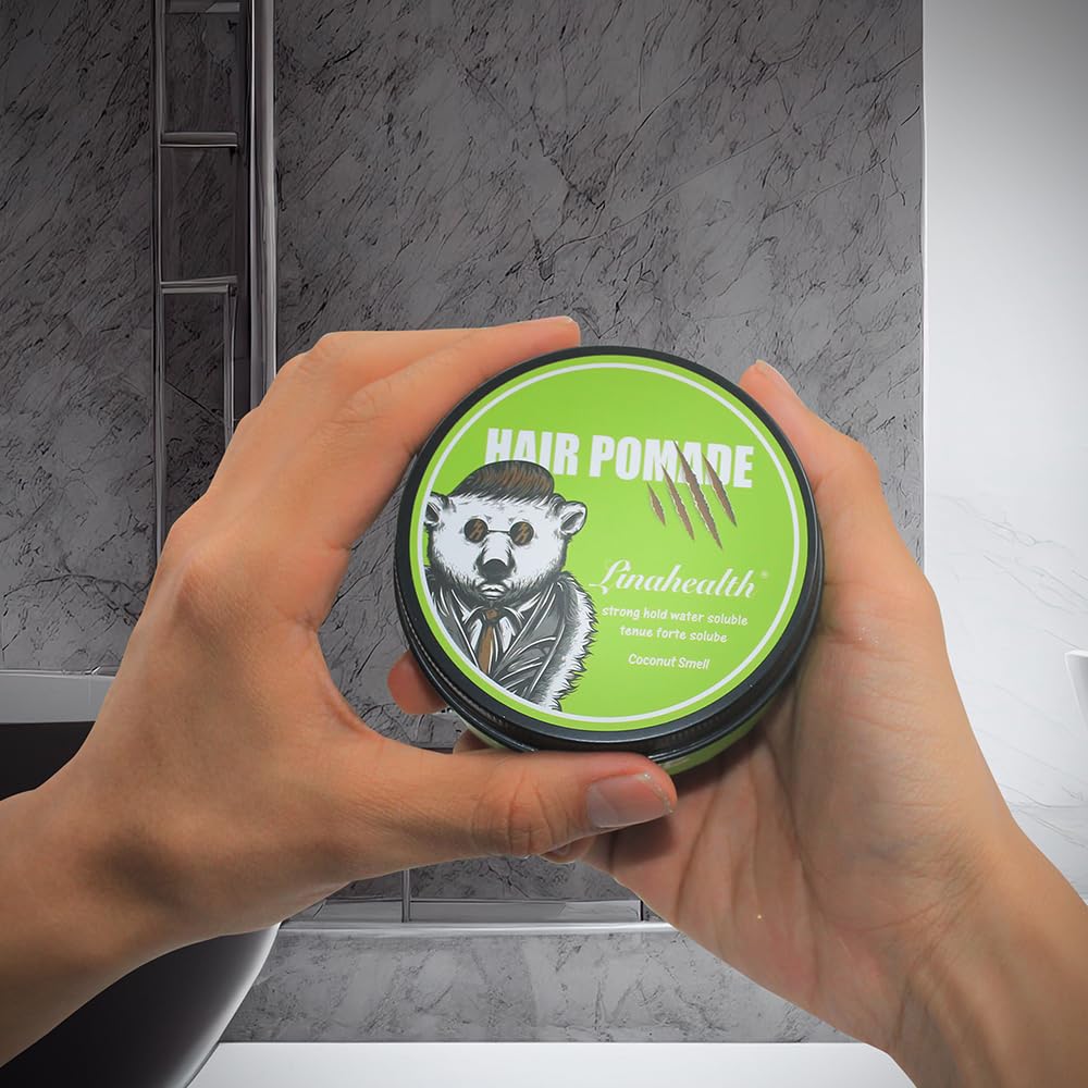 Linahealth Pomade Wax 2 Pack, Cera Pomada Base Agua Aroma Coco Acabado Semi Mate para peinar y fijar el Cabello Base Agua 120g / 5 Oz esta cera es util para modelar tu pelo, Fijacion media