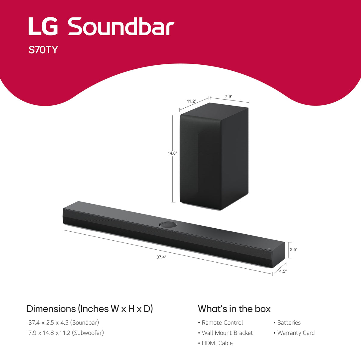 Barra de Sonido LG QNED 3.1.1 Canales con Dolby Atmos y subwoofer inalámbrico Modelo 2024