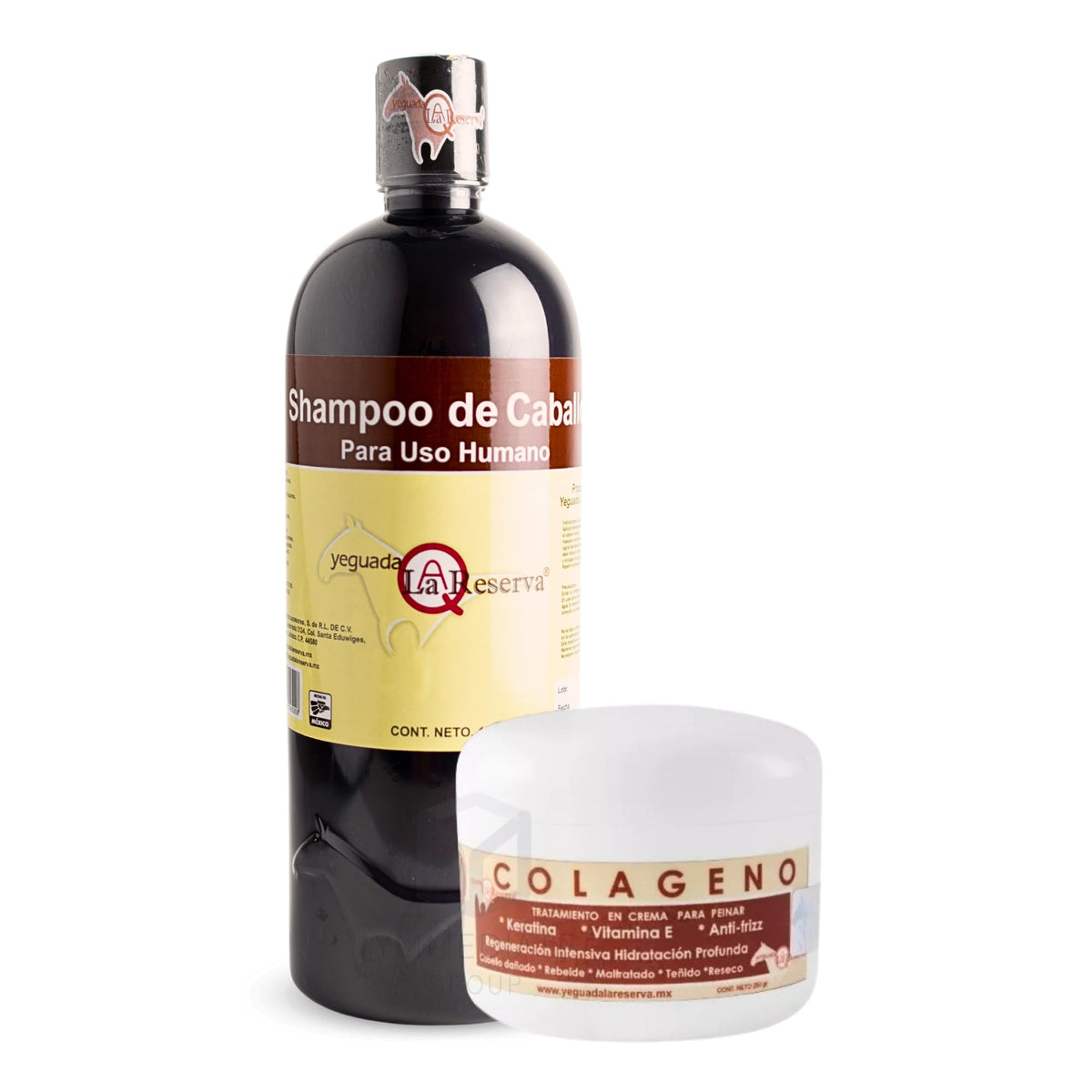 Shampoo Yeguada La Reserva Negro con Colágeno para Cabello Humano + Crema para Peinar con Keratina y Vitamina E