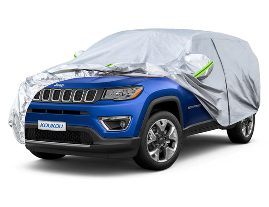KouKou 6 Capas SUV Cubierta de Coche Impermeable Todo Tiempo al Aire Libre, Ajuste Universal para Jeep Compass, Renegade, Audi Q3, BMW X1, Hyundai Tucson, Kia Sportage, etc (Inferior a 460 cm)