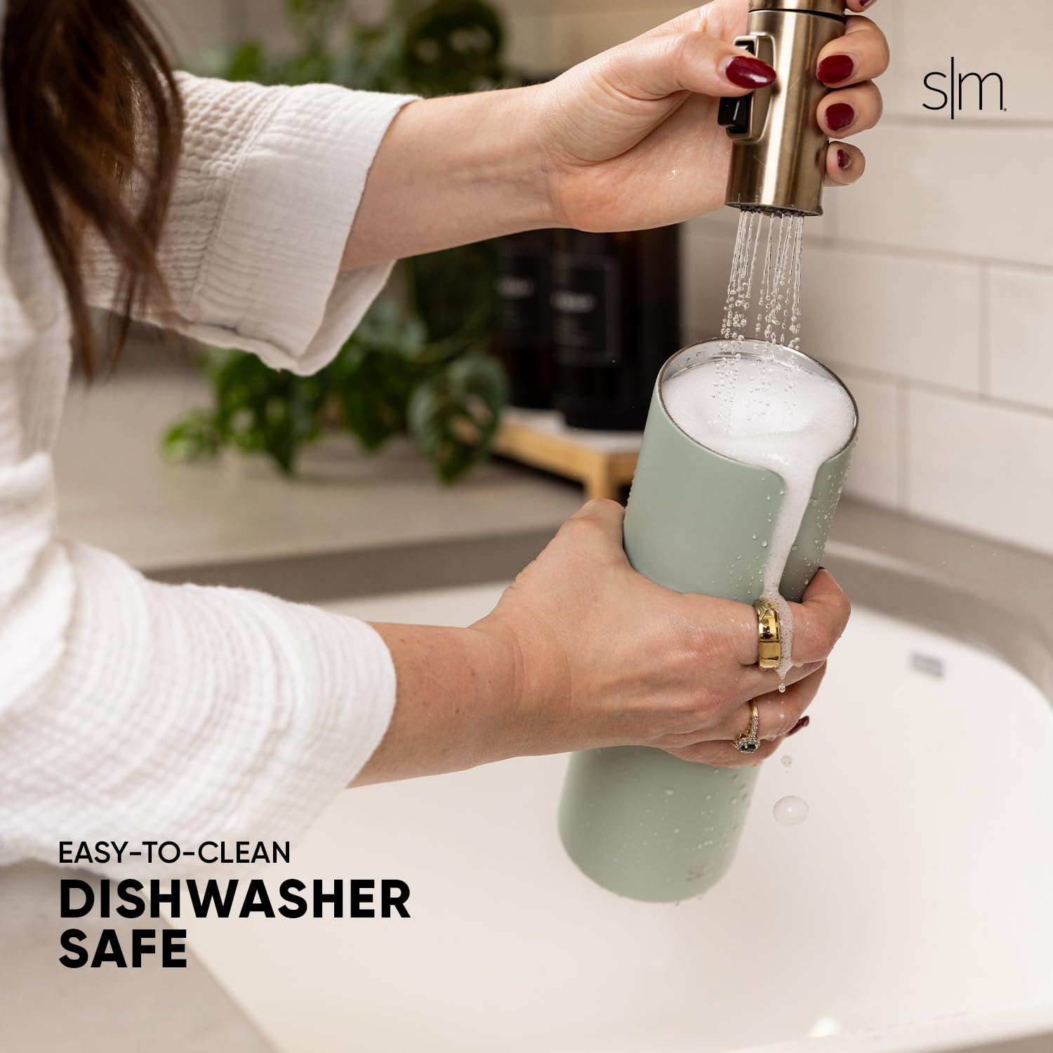 Botella de Agua Simple Modern Sea Glass Sage Aislada de Acero Inoxidable para Viaje y Deportes 710ml