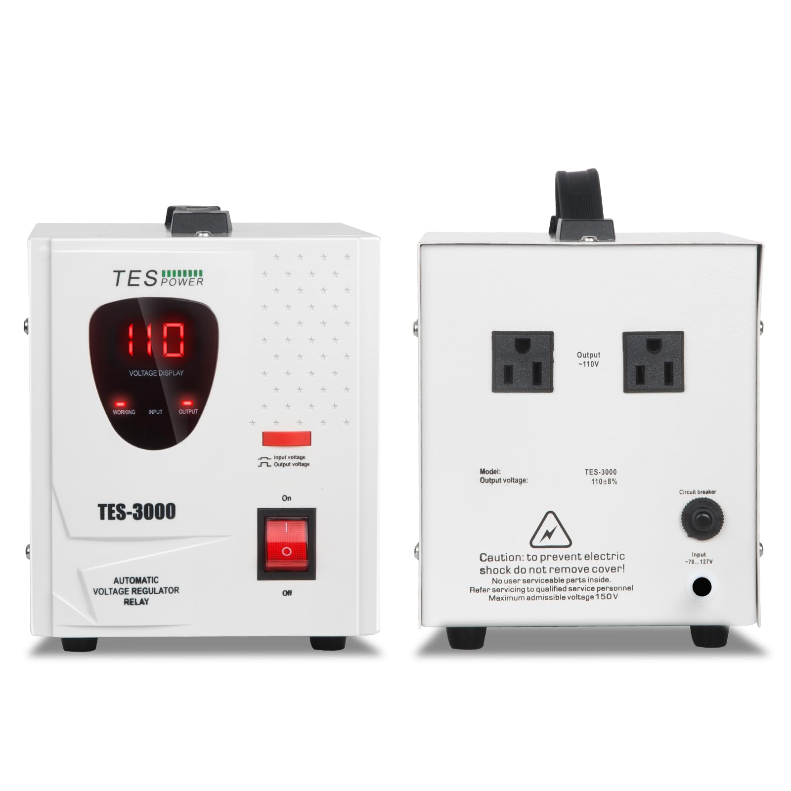 FlyDog Estabilizador y Regulador de Voltaje TES-3000, 3000VA/2000W, Voltaje de Salida: 110 V - Ideal para Electrodomésticos, Regulador Automático de Voltaje