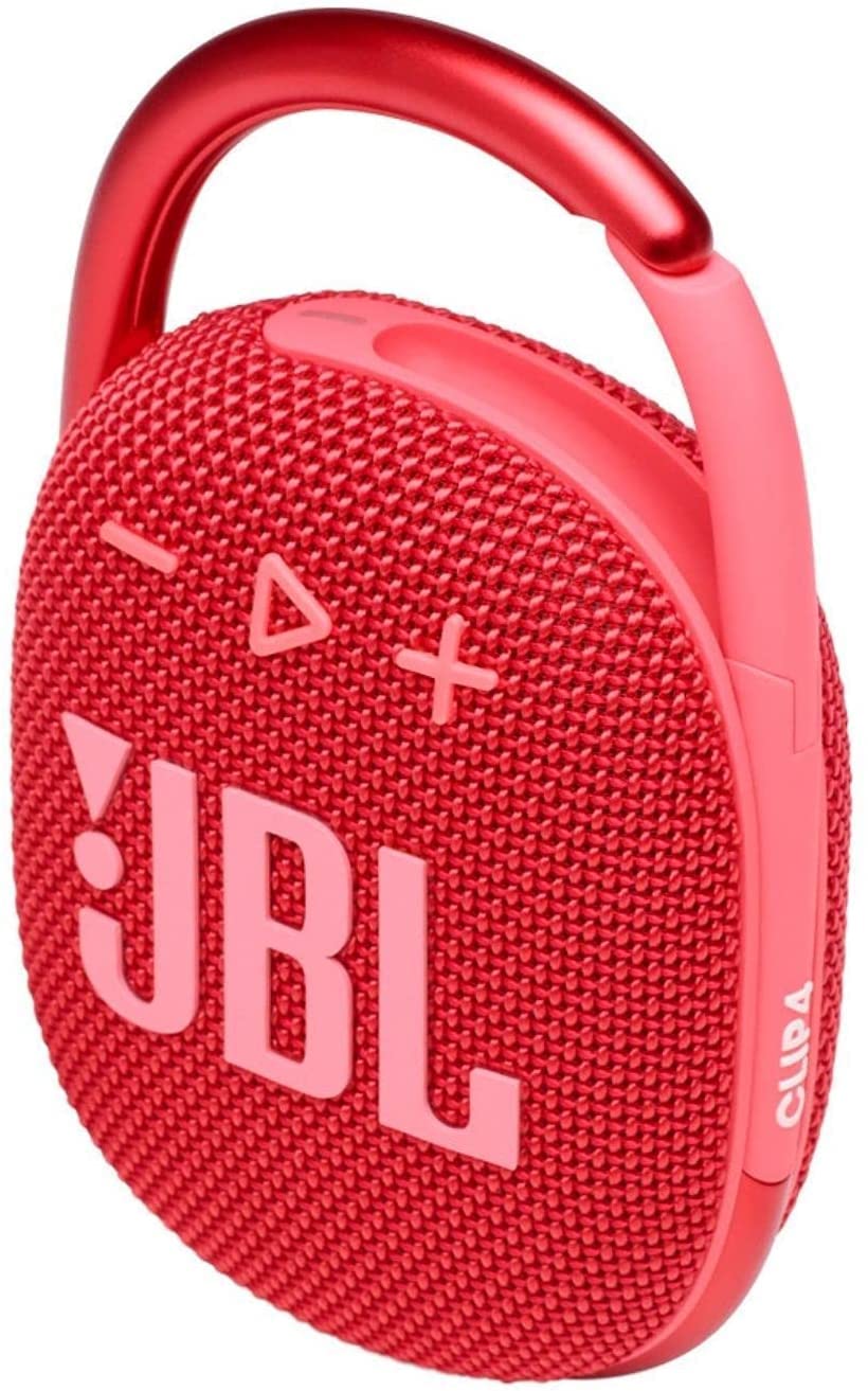 JBL Clip 4 Altavoz Bluetooth portátil, impermeable y a prueba de polvo, IP67, mini altavoz Bluetooth para viajes, exteriores y hogar con 1 llavero de linterna LED (rojo)