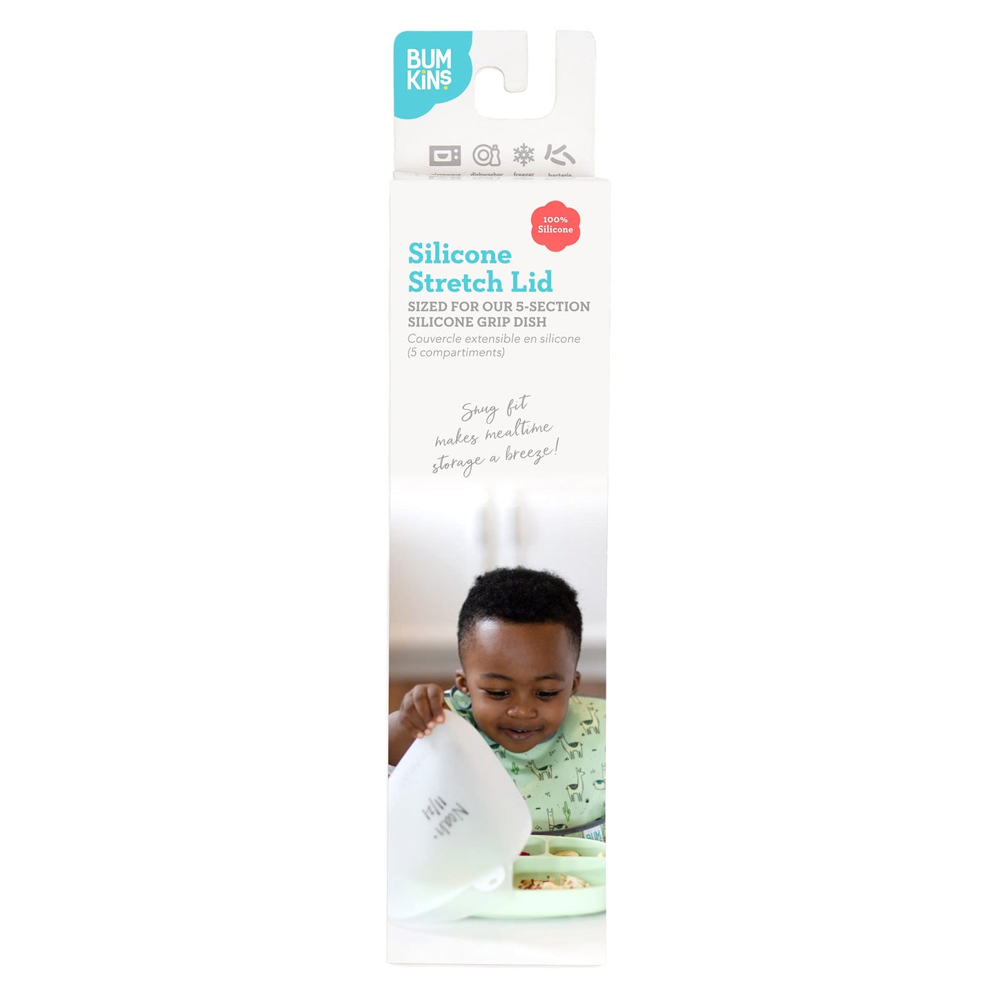 Bumkins - Plato de succión para niños pequeños y bebés, cubierta de plato de agarre dividido para bebés y niños, destete LED para bebés, suministros de alimentación, tienda y etiqueta, restos de