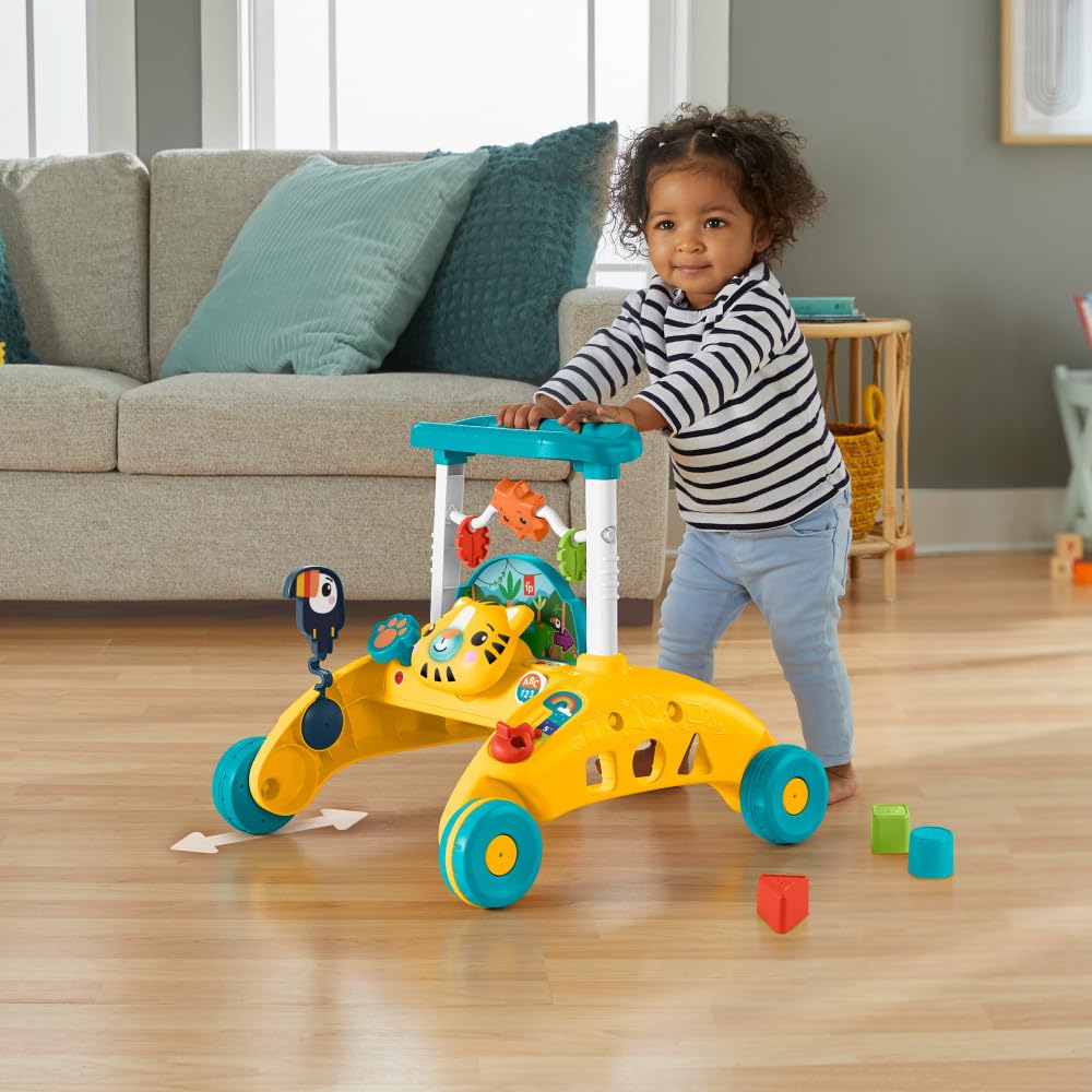 FISHER-PRICE, Andadera para Bebés de Dos Lados Primeros Pasos, Juguete para Bebé, 6 Meses en Adelante, Juguete de aprendizaje interactivo que crece con tu bebé