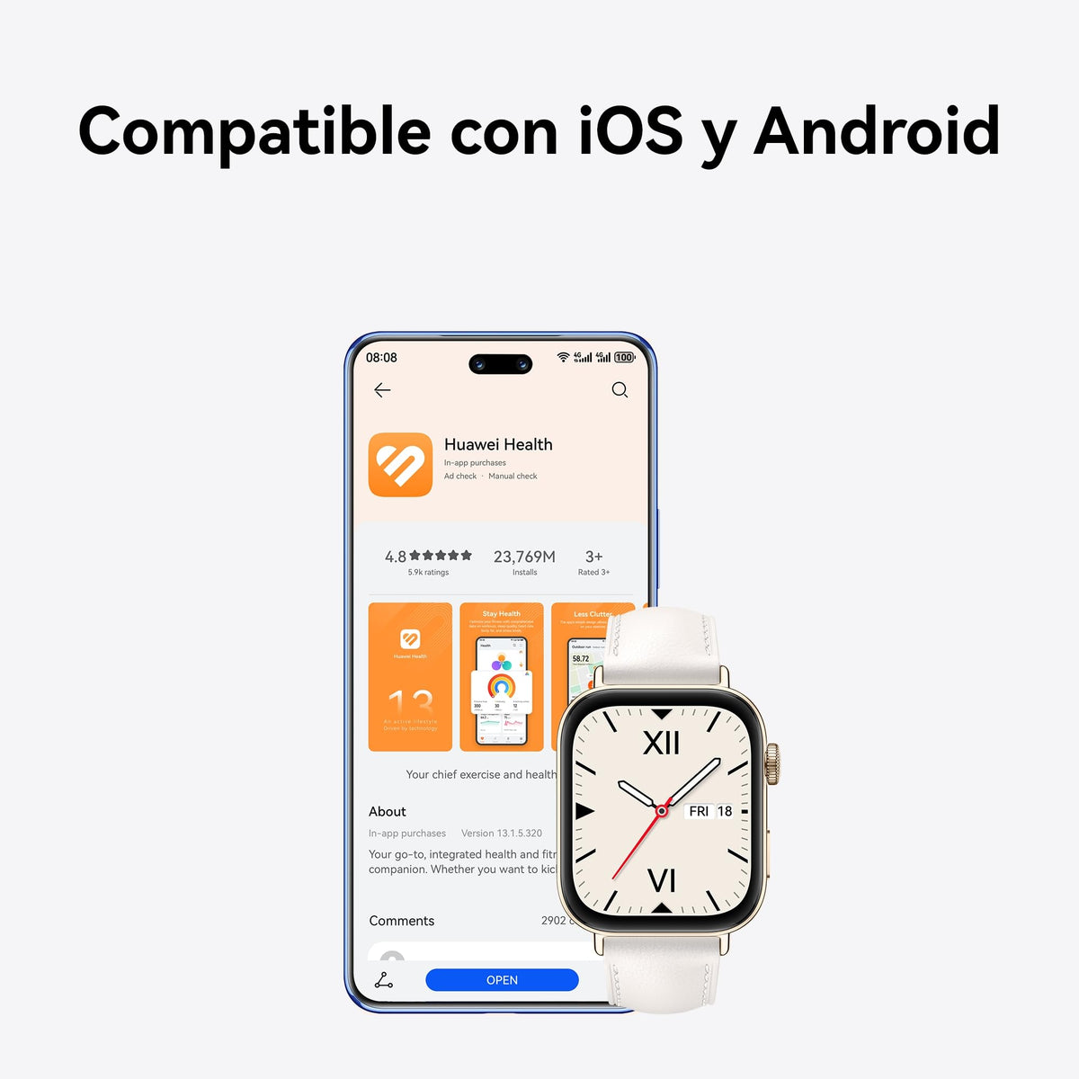 Reloj Huawei Watch Fit 3 Negro Carbón con Pantalla AMOLED y Diseño Ultradelgado