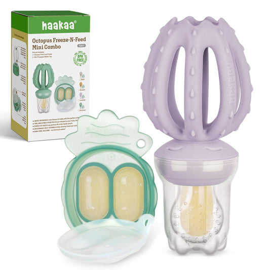 Haakaa - Comedero de frutas para bebés y mini congelador para congelador, moldes para paletas de leche materna para alivio de enfriamiento, alimentador de silicona sin BPA para alimentación segura del