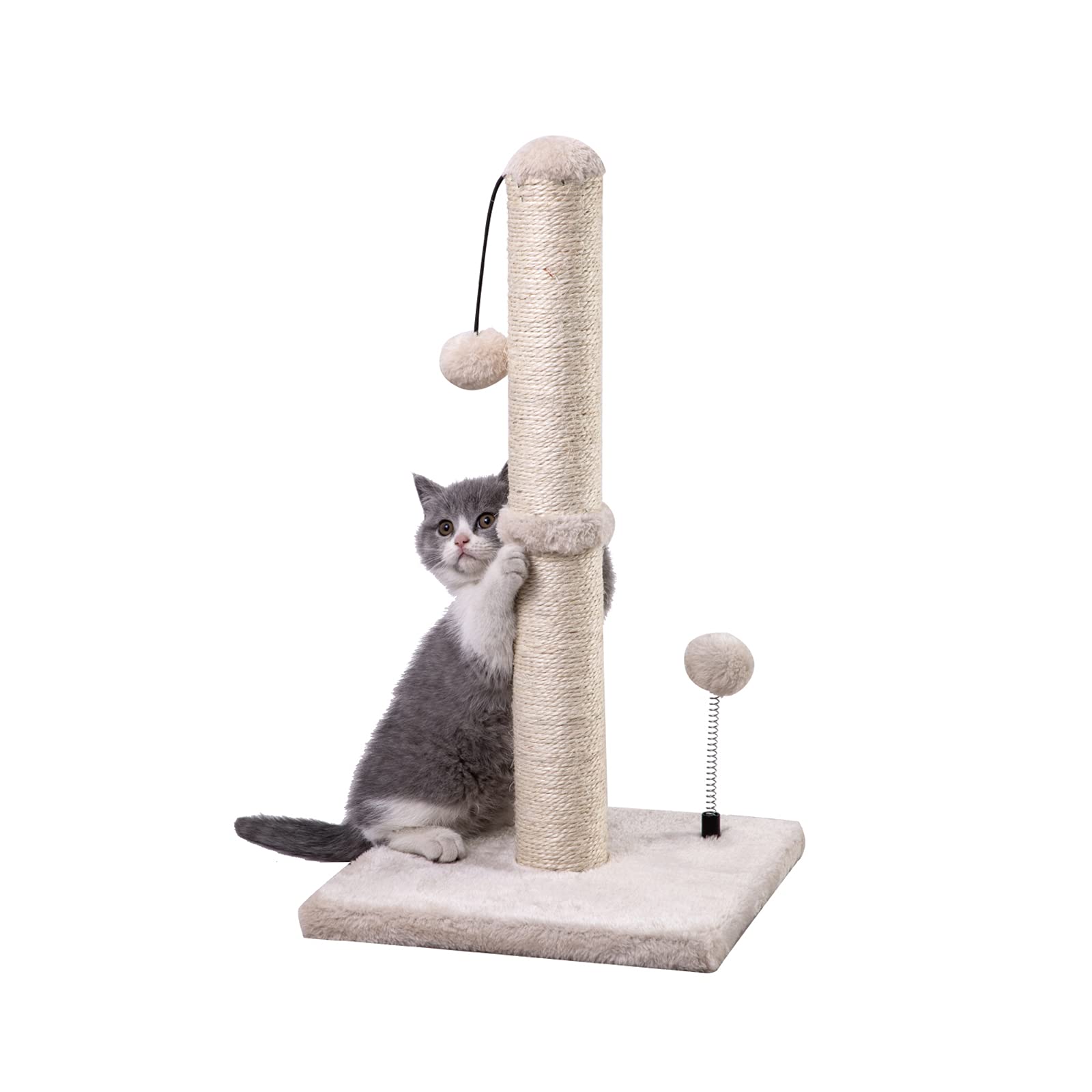 Rascador para Gatos Mecool Beige con Bola para Colgar