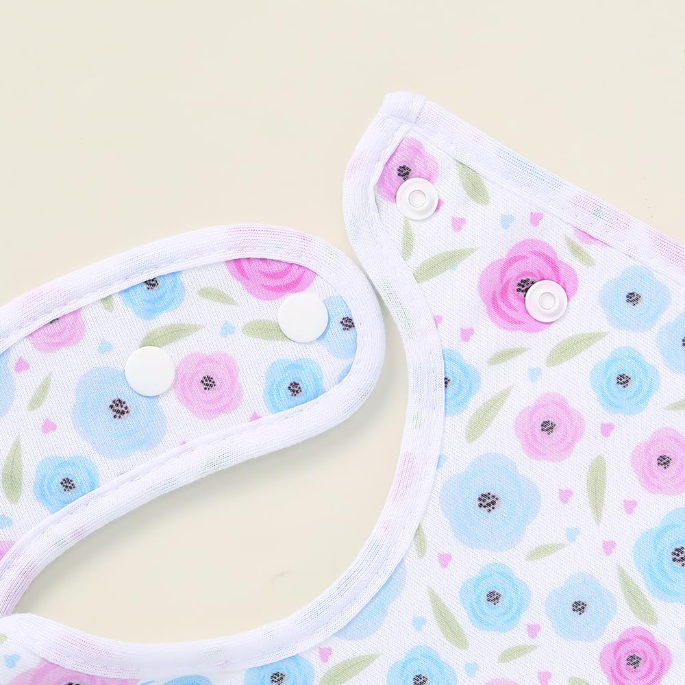 lazyrhino - Paquete de 8 baberos unisex ajustables con broches de presión ultra suaves y absorbentes para la dentición para niños y niñas (rosa-lht-8 piezas)