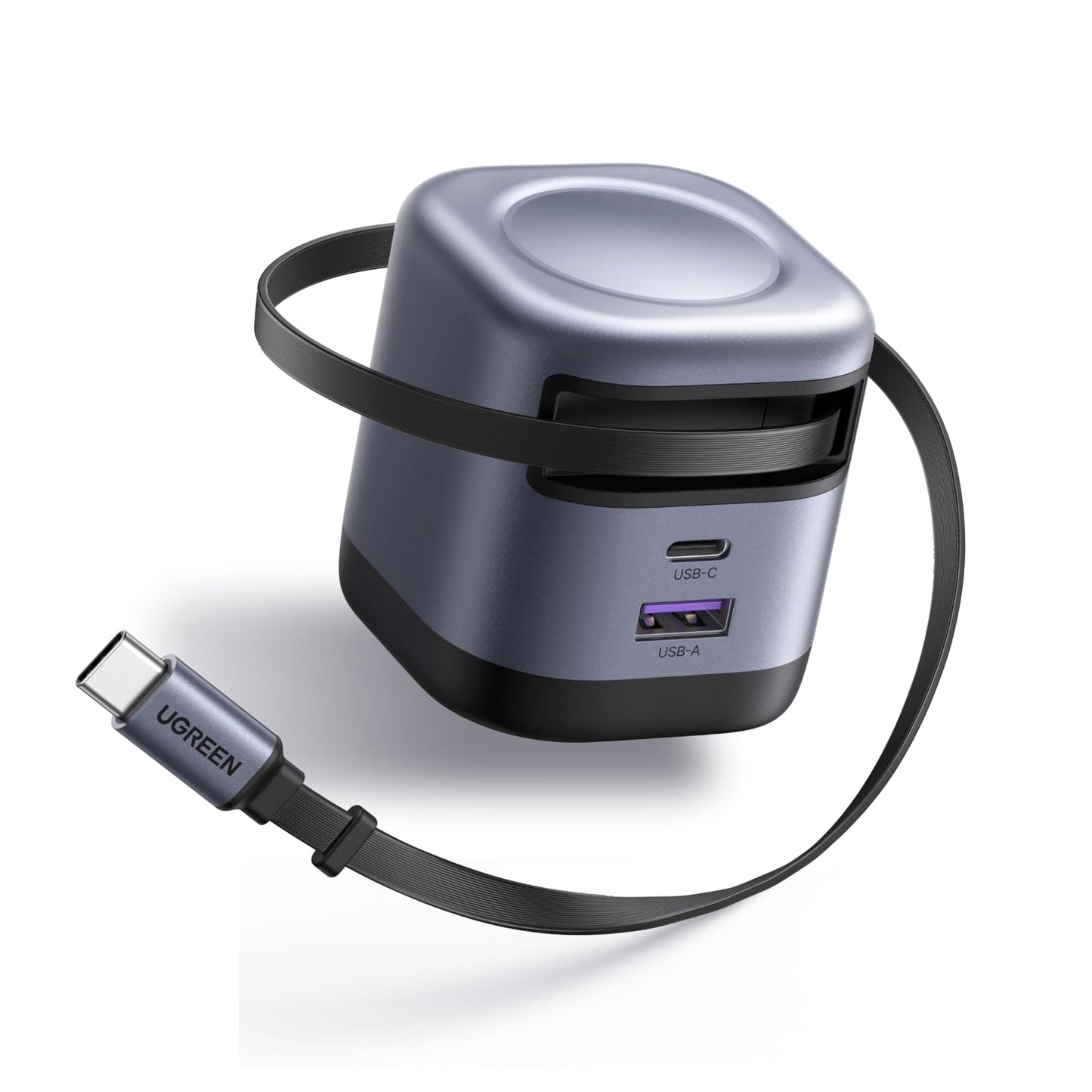 Cargador Portátil UGREEN USB C GAN 45W con Cable Retráctil y Carga Súper Rápida 2.0