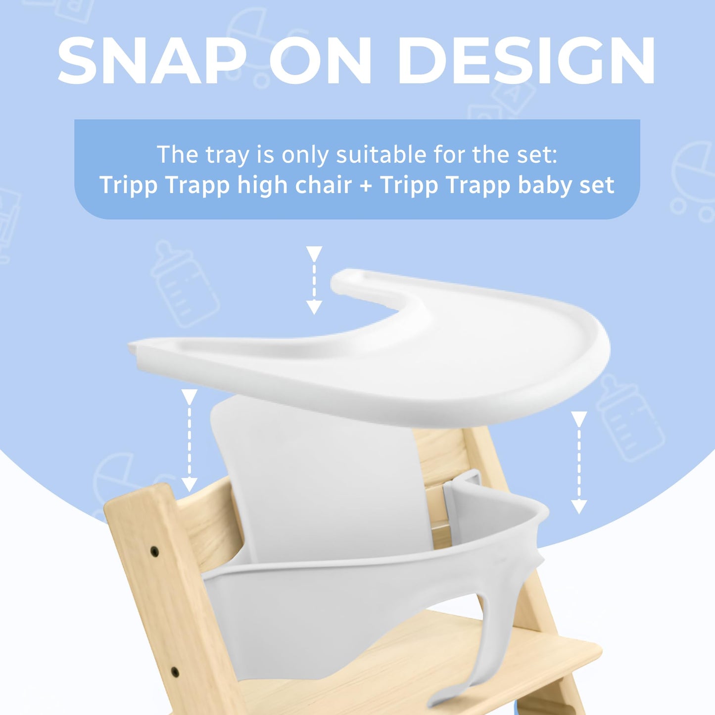 Mesa de trona compatible con silla Stokke Tripp Trapp – Negro mate – No apta para placas de succión – Tabla de comedor apta para Stokke Tripp Trapp – Libre de BPA