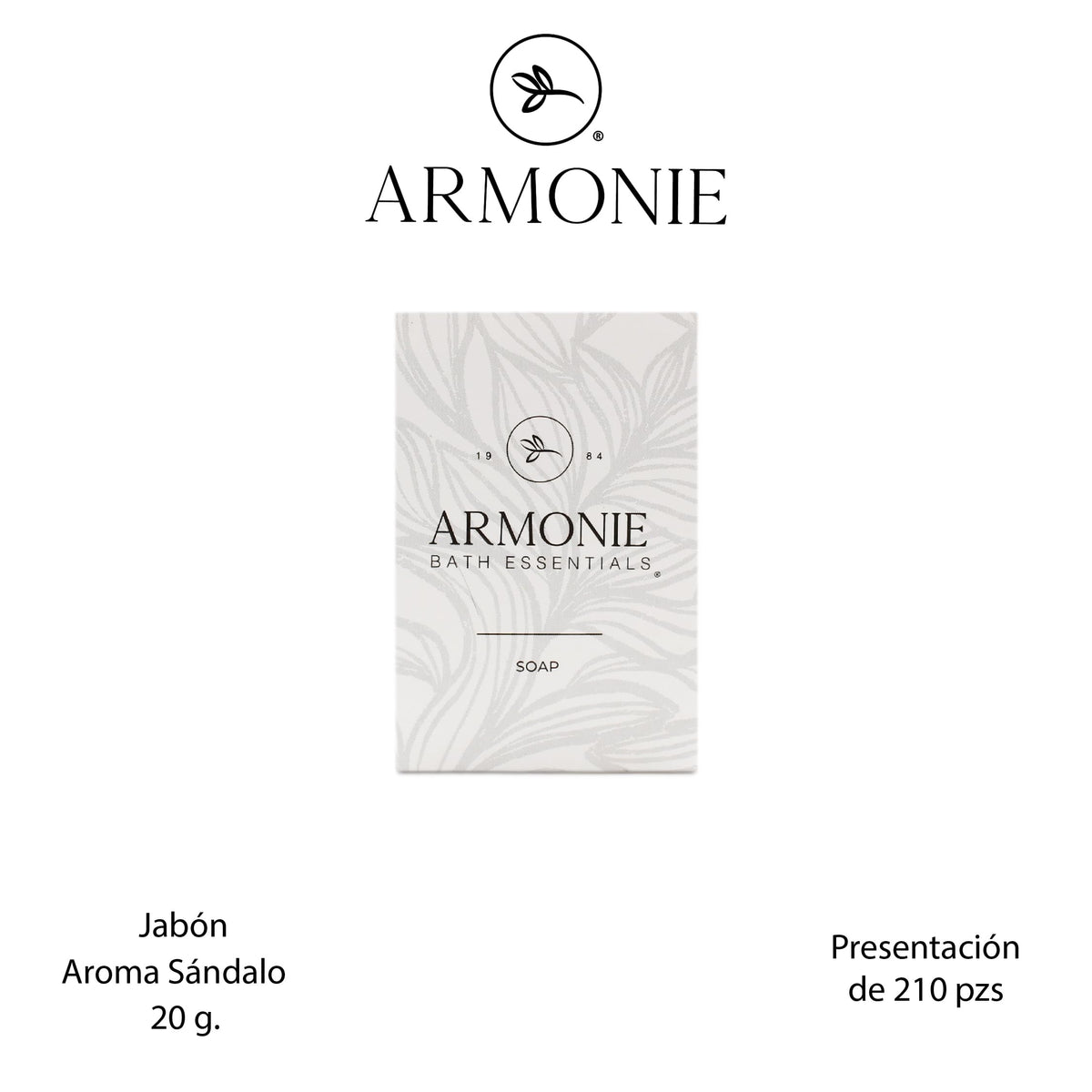 Jabón 20 g Armonie, Amenidades Hoteleras, 210 unidades