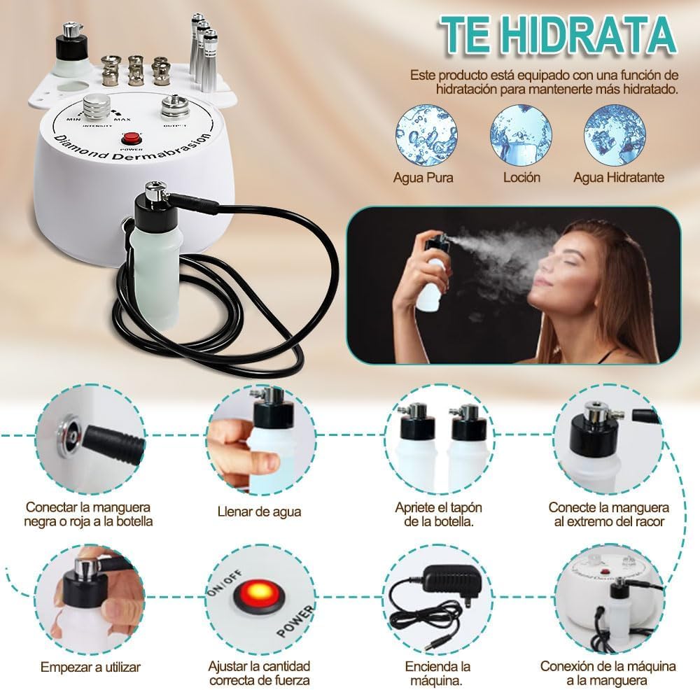 Máquina de Microdermoabrasión 3 en 1, Equipo para El Cuidado de La Piel Facial en El hogar, Equipo de Dermoabrasión Facial, Equipo de Dermoabrasión, Dermoabrasión