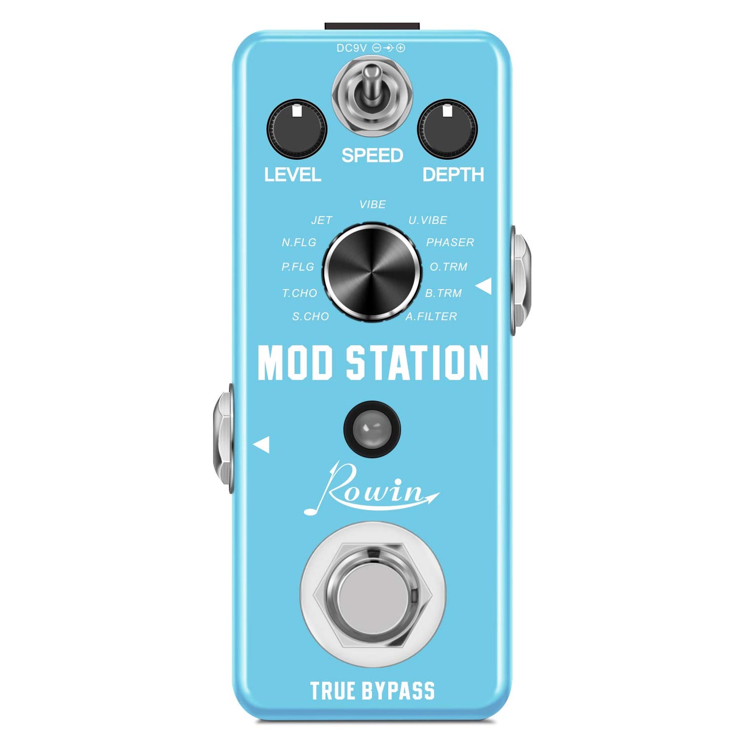 Pedales de Efecto Digital Rowin Negro con True Bypass para Guitarra Eléctrica y Bajo