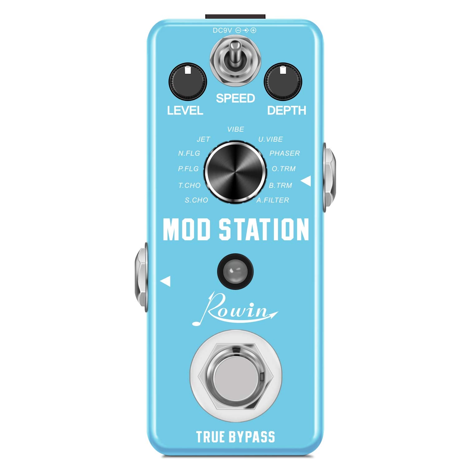 Pedales de Efecto Digital Rowin Negro con True Bypass para Guitarra Eléctrica y Bajo