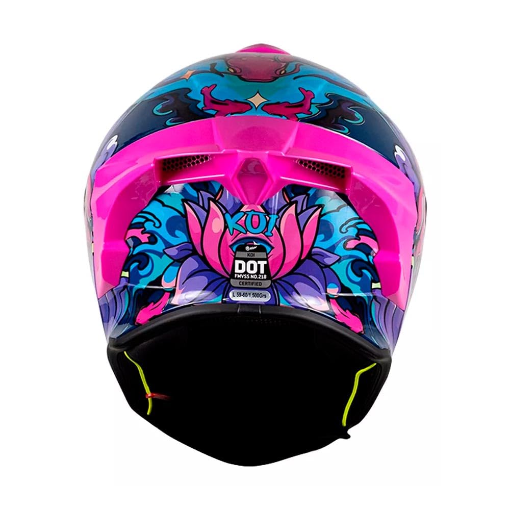 KOV Casco Buster KOI Rosa Deportivo AERODINAMICO para Moto Certificado Dot (L)