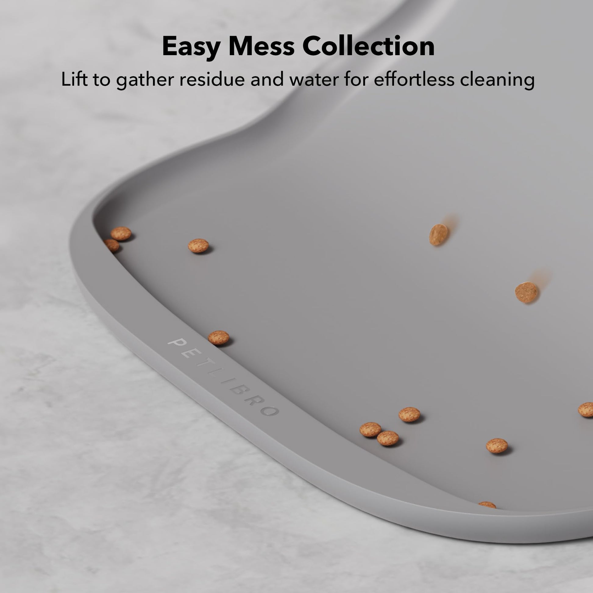 Tapete de Silicona PETLIBRO Gris para Alimentos y Agua con Borde Elevado para Mascotas