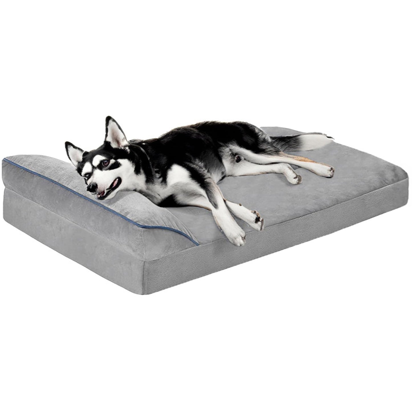 LINGLUCKY 100 * 60cm Cama para Perros Grande,Cama Ortopédica para Perros con Espuma Viscoelástica de Recuperación Lenta,Cama para Perros XL 39in Extraíble y Lavable con Base Antideslizante