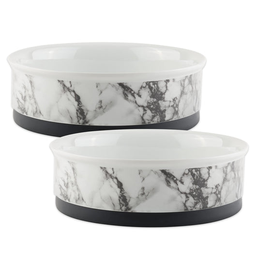 Bone Dry Pet Bowl Collection - Juego de cerámica, tamaño pequeño, mármol, 2 Unidades