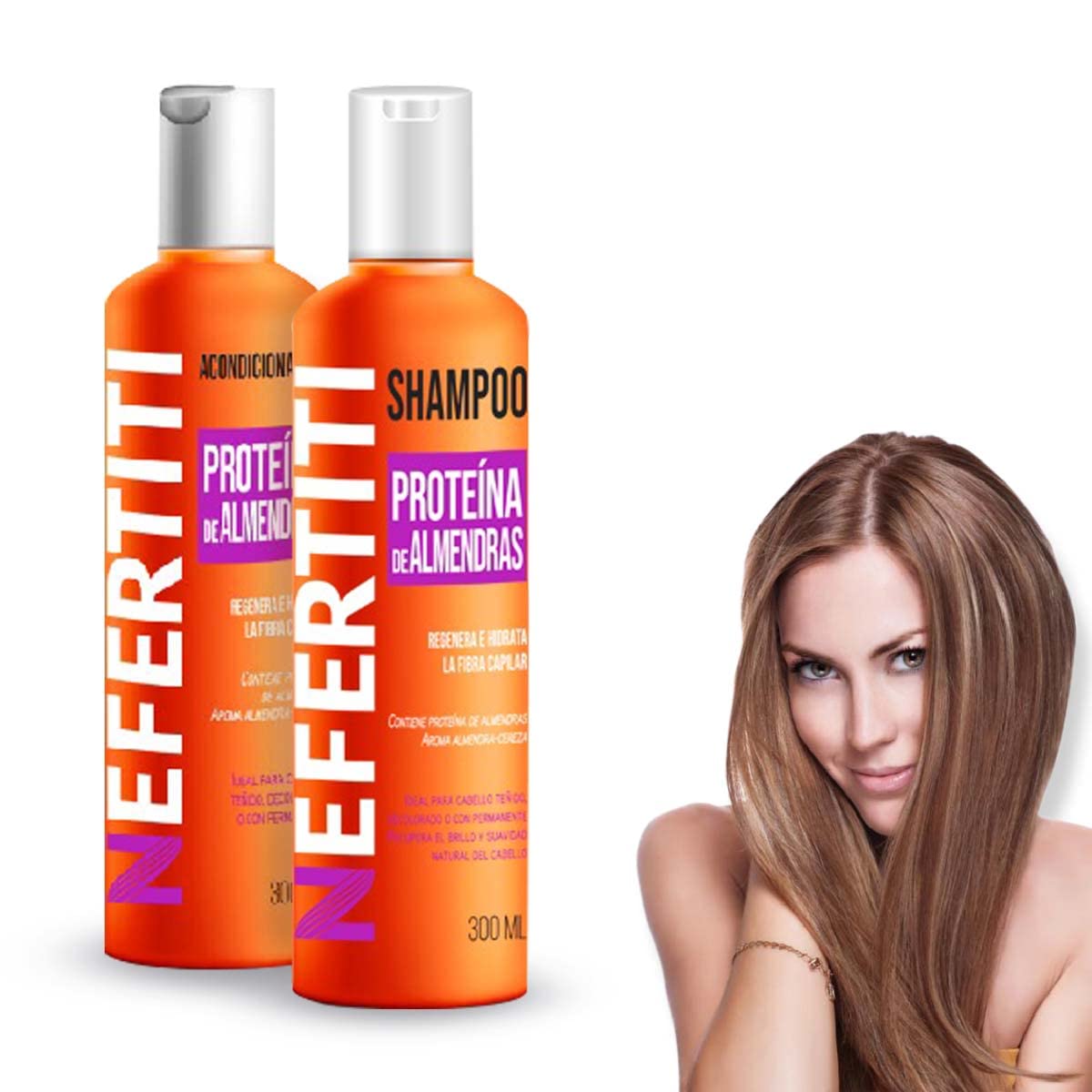 Shampoo y Acondicionador Nefertiti Almendra Sin Parabenos Regenerador para Cabello Teñido