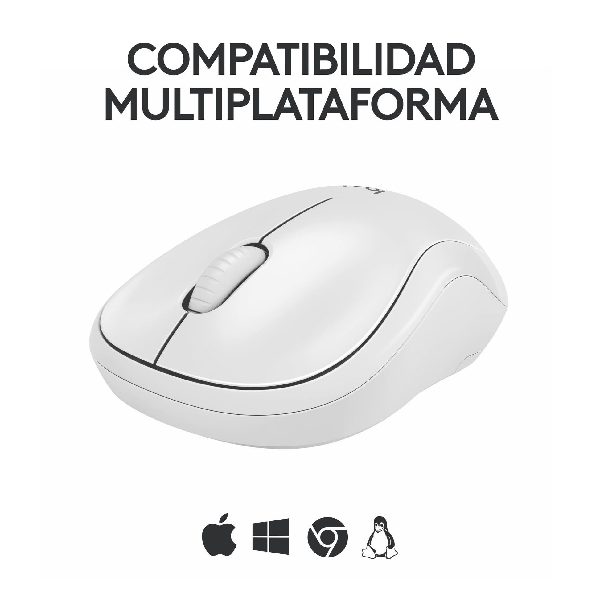 Logitech Mouse Bluetooth silencioso M240, inalámbrico, Compacto, portátil, Seguimiento Suave, batería 18 Meses, Windows, macOS, ChromeOS, Compatible con PC, Mac, laptops, Tablets - Blanco