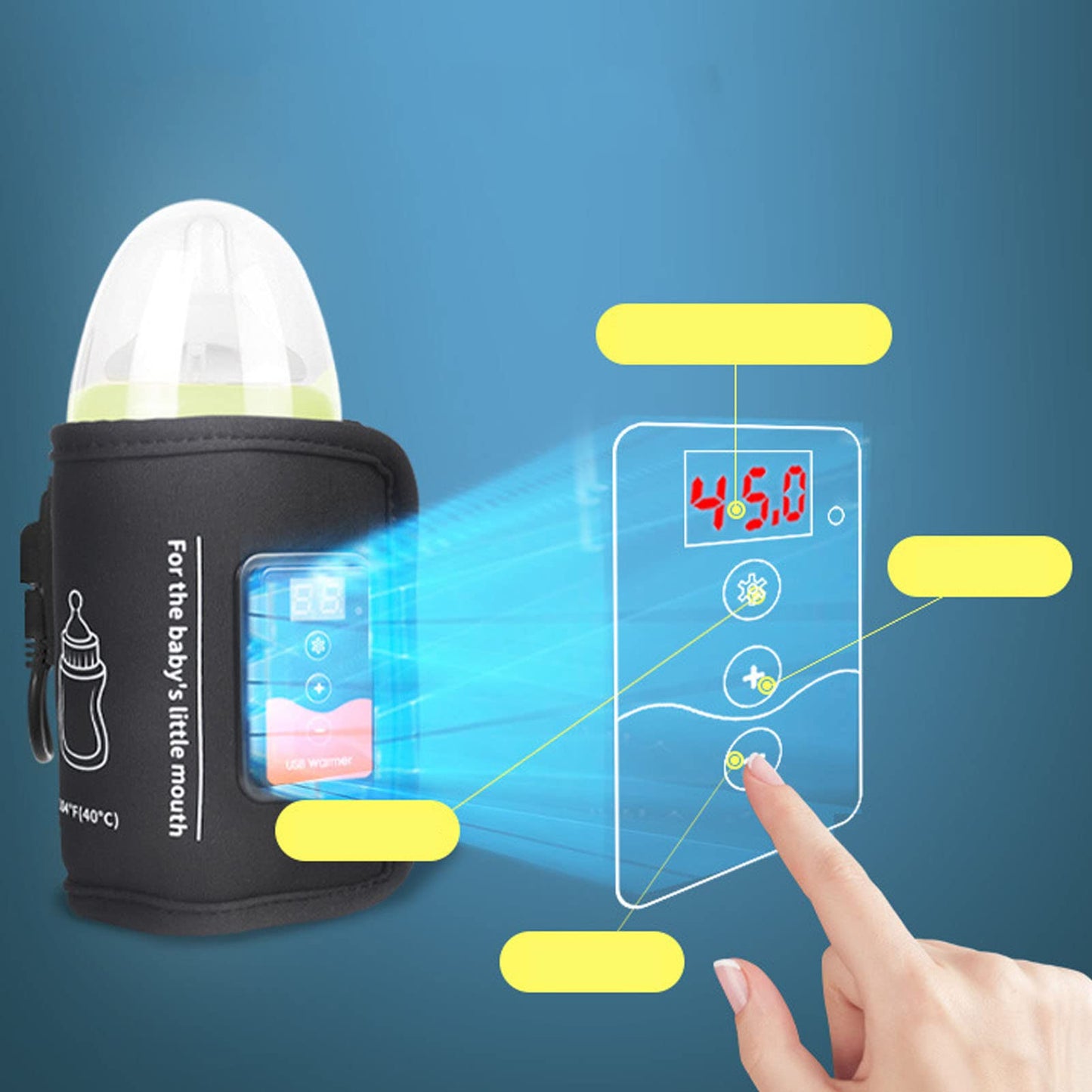 Calentador de biberones USB, biberón portátil Termostato de 40 °C Calentador de biberones Calentador de leche para bebés Taza de viaje Bolsa de calentamiento Calentador de biberones Mantener caliente