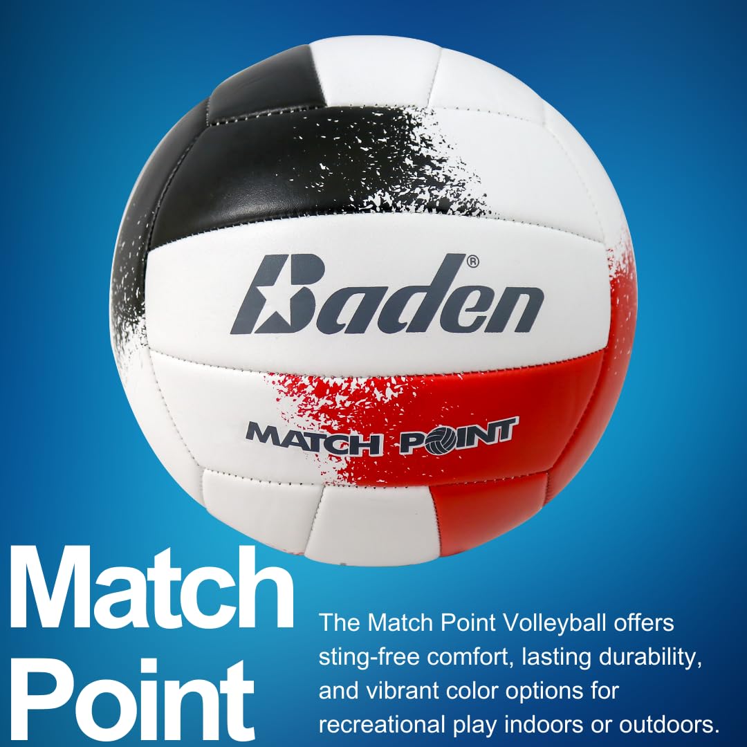 Baden MatchPoint - Balón de Voleibol, Rojo/Blanco/Negro, Talla 5