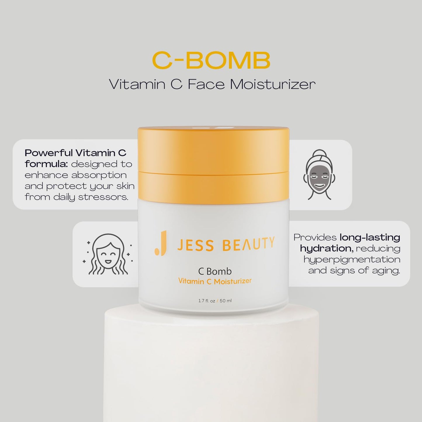 JESS BEAUTY- | Cuidado de la piel C Bomb Crema hidratante facial con vitamina C Tono de piel uniforme | Crema hidratante facial para el cuidado de la piel