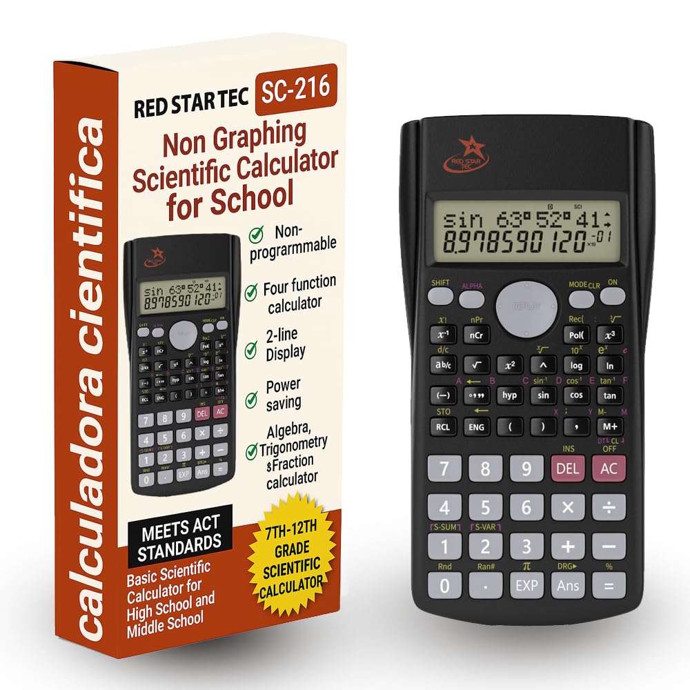 Calculadora Científica Red Star Tec SC-216 Negra para Estudiantes y Uso Empresarial