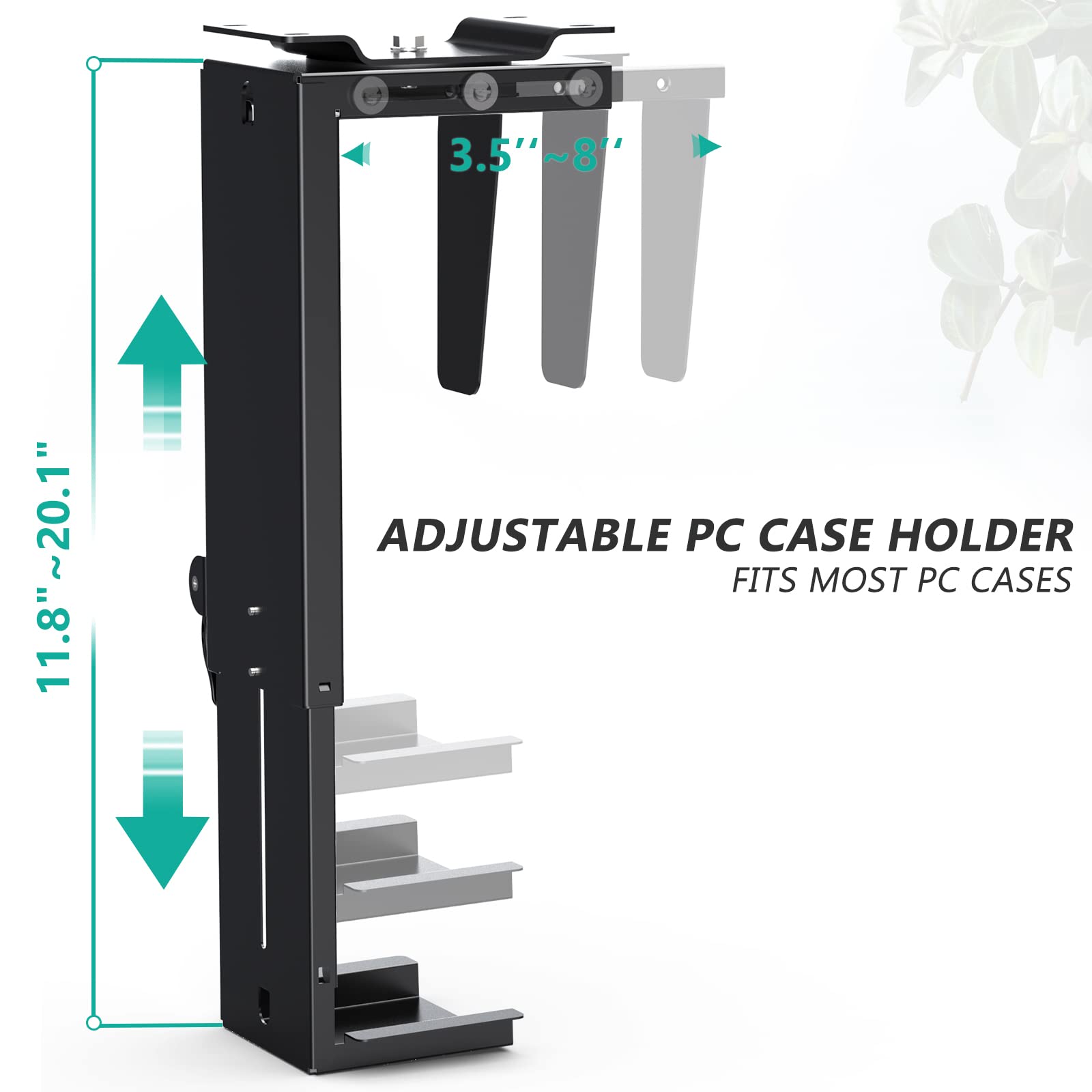Soporte CPU Ajustable WALI Negro con Giro de 360° y Bloqueo Seguro
