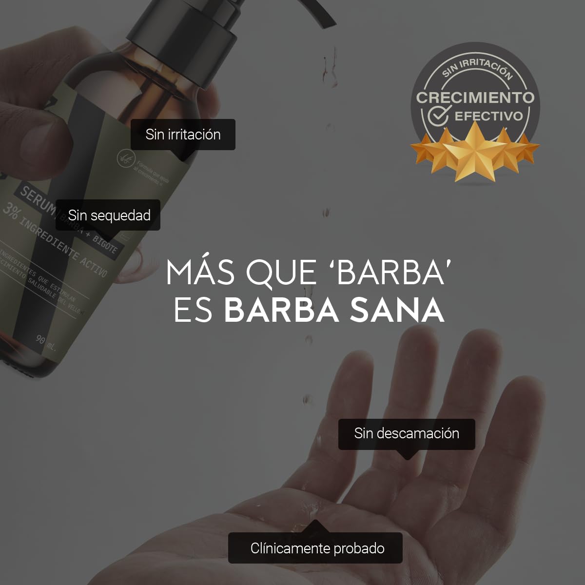 Serum para Crecimiento de Barba NOT-MINOX | Ingredientes Activos con Biotina y Vitamina E | para Barba Nula o Corta