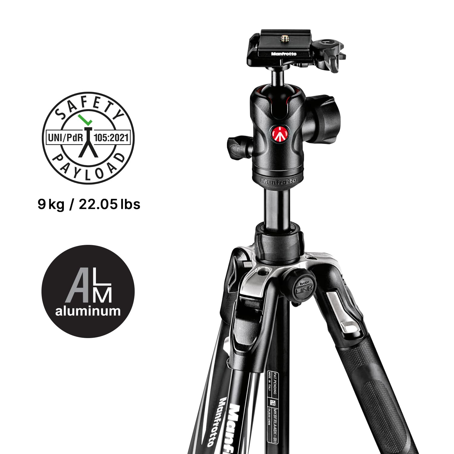 Manfrotto Befree - Trípode de Viaje de Aluminio de 4 Secciones con Cabeza de Bola, Color Negro