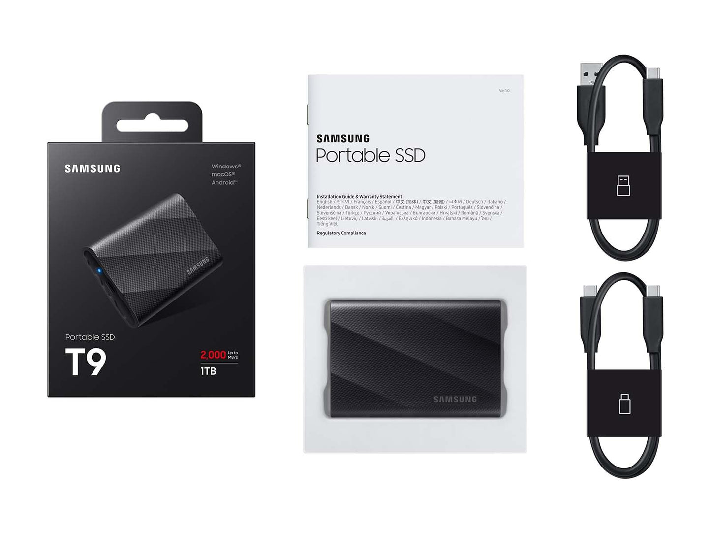 SSD Portátil Samsung 2TB Negro Resistente para Fotógrafos y Creadores de Contenido