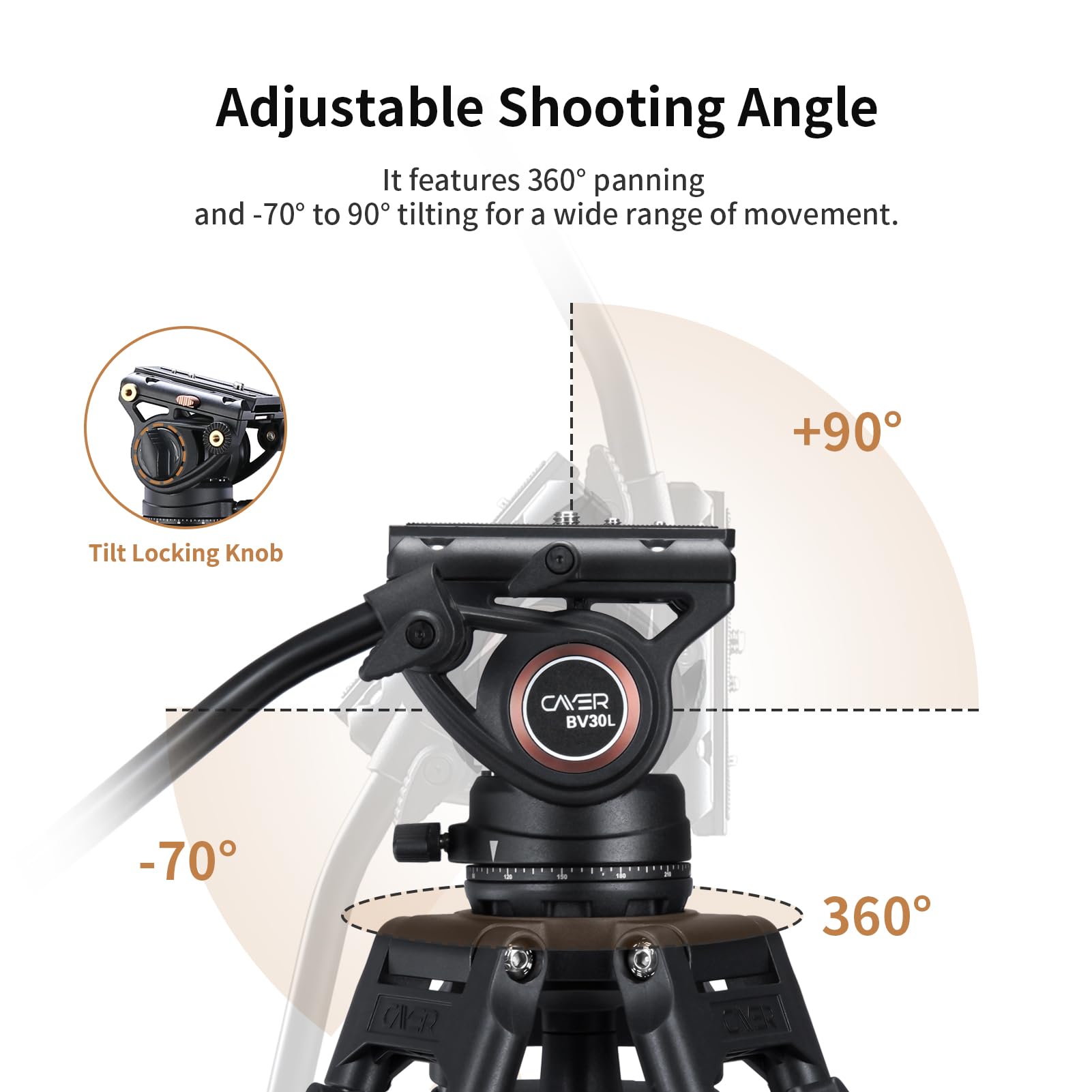 Cayer Trípode de Cámara, Trípode de Video Profesional de 184 cm, Trípode de Aluminio con Cabeza de Fluido para Videocámara DSLR, Carga Máxima de 6 kg - BV30L