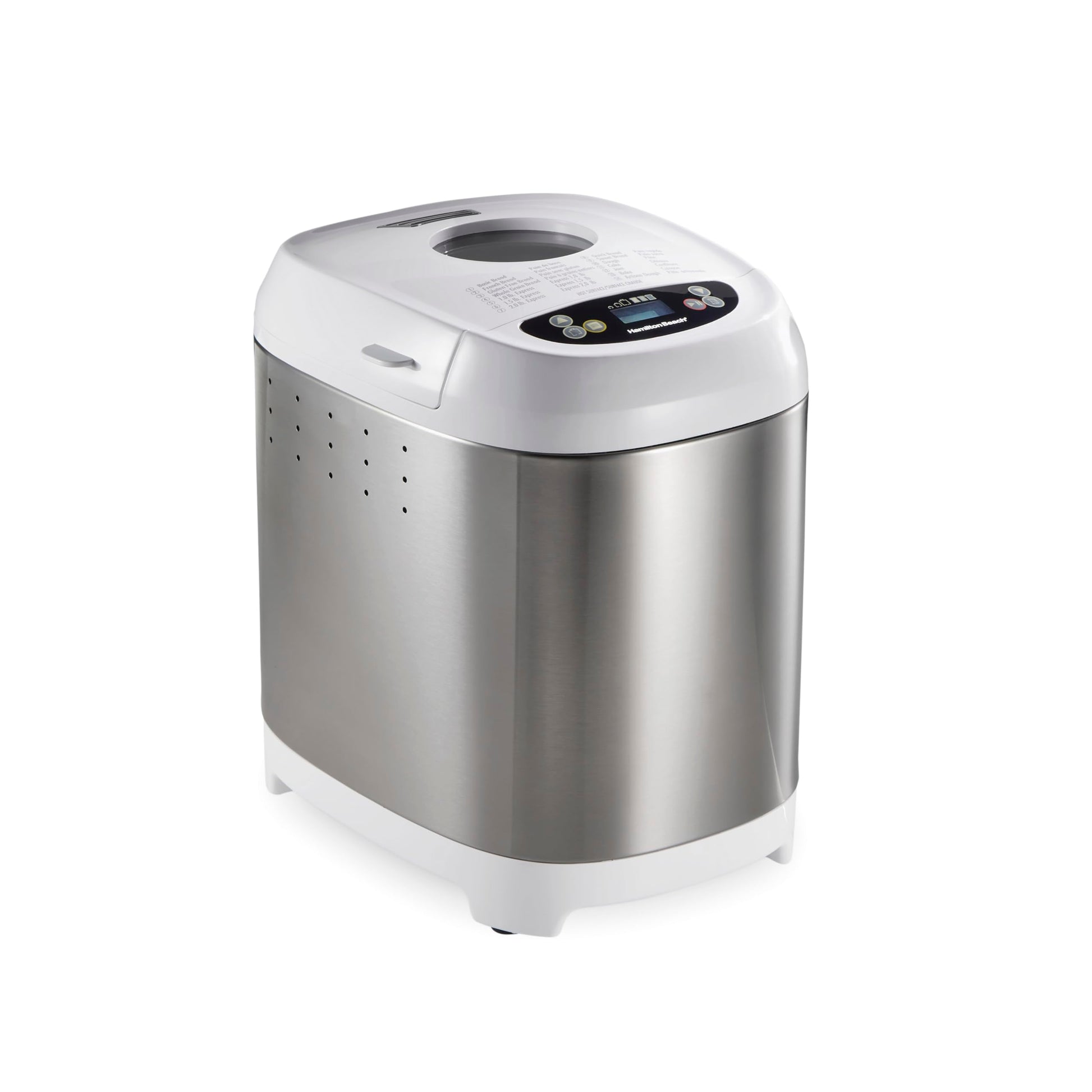 Hamilton Beach - Máquina para hacer pan eléctrica digital artesanal y sin gluten, capacidad de 2 libras, 14 ajustes, blanco y acero inoxidable (29987)